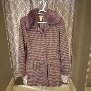 Forever 21 Purple Herringbone Teddy Jacket
